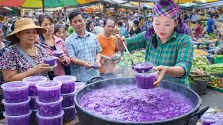 Harvesting sweet potatoes and jackfruit, then cooking delicious purple sweet potato soup to sell