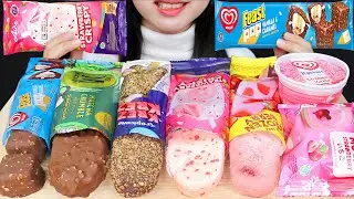 ASMR CHOCOLATE AND PINK ICE CREAM 🤎💗 FEAST POP, MAGNUM MATCHA, CAMPINA FROZENBERRY, AICE STRAWBERRY