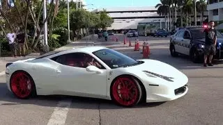 Ferrari 458 Italia white supercar Engine Sound Miami DUB show 2014