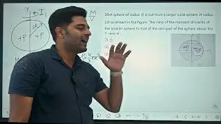 A sphere of radius R is cut from a larger solid sphere or radius 2R as shown in the figure.