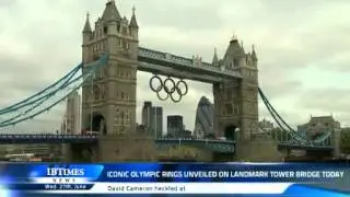 Iconic Olympic Rings unveiled on landmark Tower Bridge today