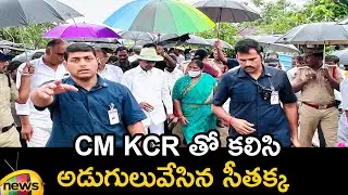 CM KCR And MLA Seethakka Visit Flood Affected Areas | Ramannagudem | Godavari Floods | Mango News