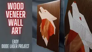 Wood veneer wall art | Diode laser project | Laser engraver project | Intarsia  | Wolf wall art