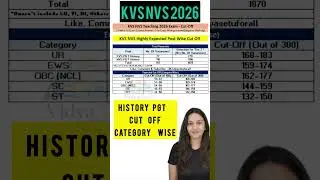 KVS NVS PGT HISTORY Highly Expected Cut Off 2026 #nvs #kvs #history #exam #examanalysis #cutoff
