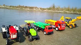Big damper track and jcb 3dx Sonalika 455 Jamp River Mohindra Cartoon l JCB LOAD 