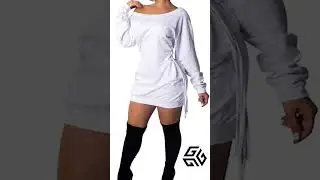 Women Long Sweatshirt Dress - Off The Shoulder Tunic Top Oversized Loose Fit T Shirt Mini Dress Grey