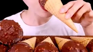 ASMR Chocolate Icecream Eating Show, 2x Speed, Big Bites @mellawnie 