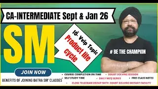 CA Inter SM | Product Life Cycle | VVIP Topic | Sep 25 & Jan 26 | One Shot | By Batra Sir