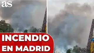 APARATOSO INCENDIO en el centro de MADRID justo al lado del MUSEO DEL FERROCARRIL