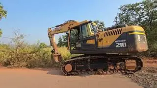 Excavator Clearing Bushes & Roadside Leveling Work ##excavator #machine #earthmoving 