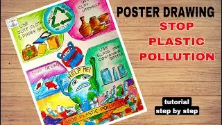 How to draw Stop Plastic Pollution Drawing/ Poster chart project Drawing/ Tutorial