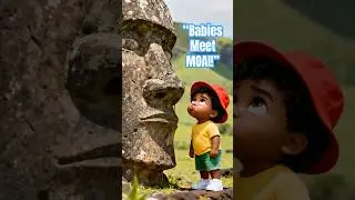 Triplet Babies Visit Easter Island 🗿🌊 Moai Magic #short #shortsfeed #viralvideo #funnybaby