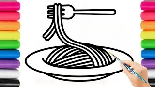 Easy pasta drawing for kidsandToddlers, learn to draw pasta,drawing and colouring