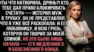 «Зачем заблокировала счета, дрянь?!» — истерил муж. Он не знал, что я всё узнала. И это лишь начало.