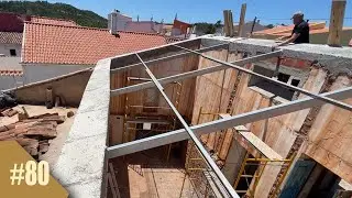 Concrete Ring Beam and Metal Frame Work Around roof of Rural House Renovation  #80