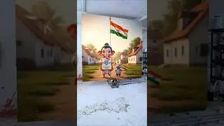 Happy Republic Day 🇮🇳 Ganpati Bappa Drawing Photo🥰Ganesh Ji Painting ❤️ #shorts #viralvideo #ganesh