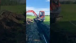 Mini Excavator Hopping Off Ditch #Excavator #Trench #Shorts