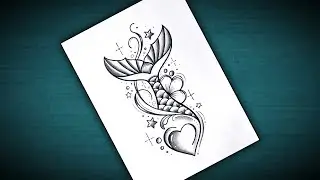 Mermaid Tail Tattoo Style Drawing/Tattoo Style Drawing/How to Draw Fantasy Mermaid Tail/Mermaid Art 