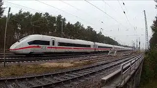 Güterzug und umgeleiteter ICE4 auf der Wetzlarer Bahn