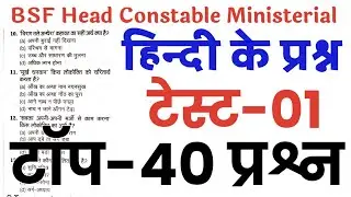 BSF Head Constable Ministerial 2022 | Hindi Test 01 | BSF HCM & ASI Hindi imp Question