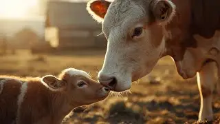 Miracle of Life | Cow Giving Birth in Peaceful Winter Morning | Pure Nature Sounds