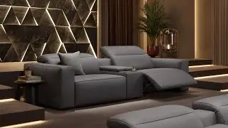 Lenola Stoff Kinosofa Kollektion mit Mittelkonsole und Stauraum | Sofanella