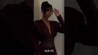 styleofcb｜LONG SLEEVE PLUNGE V NECK MAXI DRESS BROWN