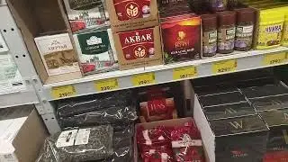 Pobeda store, bakery department, tea, coffee.