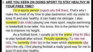 PET   PART 1   ARE YOU KEEN ON DOING SPORTS TO STAY HEALTHY IN YOUR FREE TIME   A