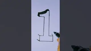 Simple 3d Drawing Nambar '1'#3dlettera #drawing #shortvideo