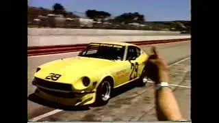 Memories video- Laguna Seca original track design out of car race winner , crew enjoying the win.
