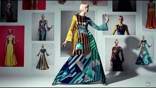 Сюрреализм в платьях  цвета морской волны и золота #fashiondesign#surreadressl#fashionart#artai