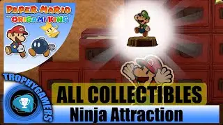 Paper Mario The Origami King - All Collectibles Ninja Attraction All Toads, Holes, Treasures, Blocks