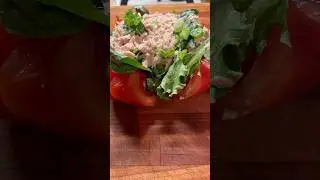 A quick tuna salad stuffed tomato for lunch while working from home #tunasalad #lunchbreak #homecook