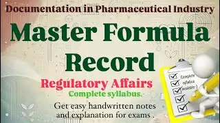 Master Formula Record | Documentation in Pharmaceutical industry #regulatoryaffairs #mpharm #bpharm