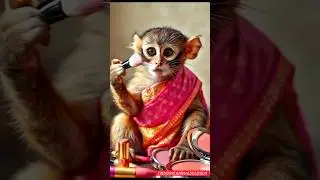 Monkey bridal makeup video 😍 #trendingshorts #monkey #makeup #funnymonkey #ai #animals