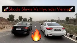 Skoda Slavia Vs Hyundai Verna Drag Race🔥*First Time on Youtube*😈  #skodaslavia #verna #dragrace