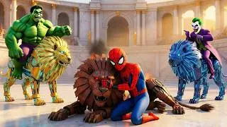 🦁🕷️ SPIDER-MAN Wins The Magic Legendary LION Racing Championship | Epic Racing Challenge