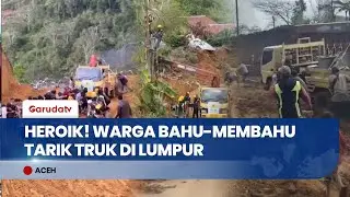Viral! Detik-detik Puluhan Warga & Petugas PLN Tarik Truk Material Listrik Lewati Lumpur di Aceh
