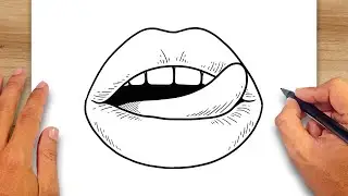 How to draw Mouth and Tongue - woman lips with tongue drawing ideas