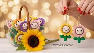 How to Crochet a Cute Sunflower 🌻 | Easy Beginner Keychain 😱