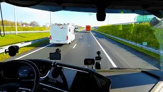 POV Truck Driving DAF XF in Netherlands -  Truck driver's daily routine