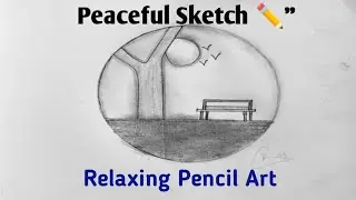 Pencil Sketch of Nature | Tree, Bench & Birds Drawing | Relaxing Art #pencilartmagic 