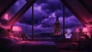Heavy Rain on Window in Istanbul ⛈️ Cozy Galata Attic Room