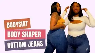 Body Shaper For Women - Plus Size Jeans And Bodysuit