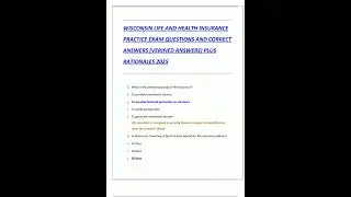 WISCONSIN LIFE AND HEALTH INSURANCE PRACTICE EXAM QUESTIONS AND CORRECT ANSWERS VERIFIED ANSWERS PLU