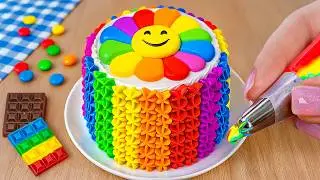 Sweet Chocolate Cake with Rainbow Flower Decorating Idea | Best Ever Buttercream Cake Decorating