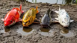 Finding Big Koi Fish Adventure in the River | Wild Ornamental Fish & Monster Catfish Encounter