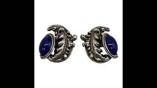Napier 1950s Faux Lapis Silver plated Earrings