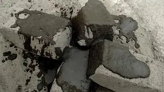 pure finely sifted ashes full water crumbling💦 in bucket🪣mouthwatering paste play and paste pouring